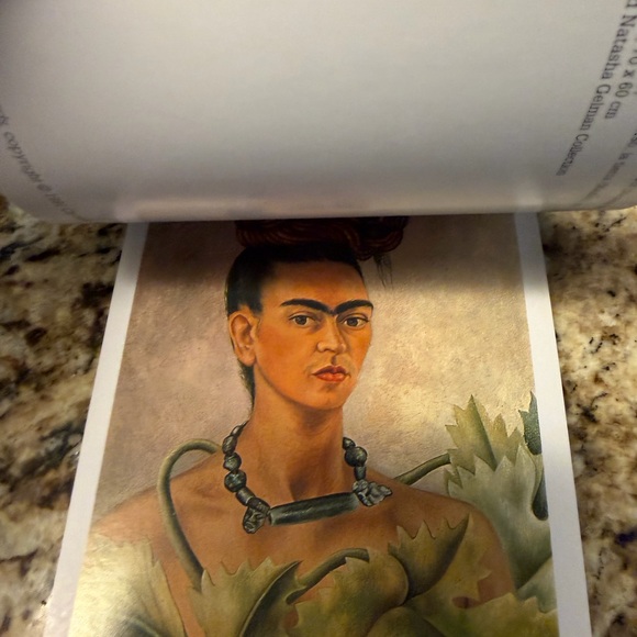 Handmade Frida Kahlo Crochet Doll in Yellow Dress with Teal Shawl - Picture 6 of 7